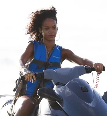 Rihanna (bikini) White Water Bottle With Carabiner