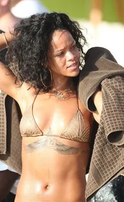 Rihanna (bikini) White Water Bottle With Carabiner