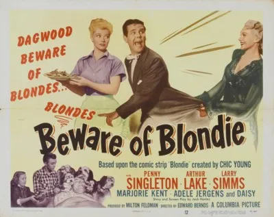 Beware of Blondie (1950) White Water Bottle With Carabiner