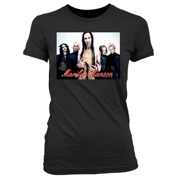 Marilyn Manson Women's Junior Cut Crewneck T-Shirt