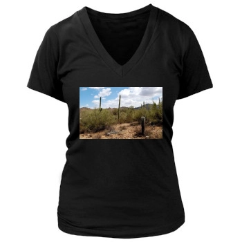 Desert Women's Deep V-Neck TShirt