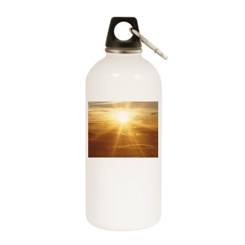 Sky White Water Bottle With Carabiner