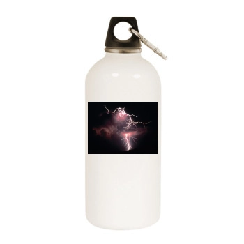 Sky White Water Bottle With Carabiner