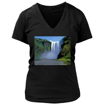 Waterfalls Women's Deep V-Neck TShirt