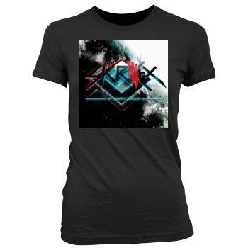 Skrillex Women's Junior Cut Crewneck T-Shirt