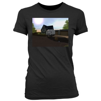 Tankwagen-Simulator Women's Junior Cut Crewneck T-Shirt