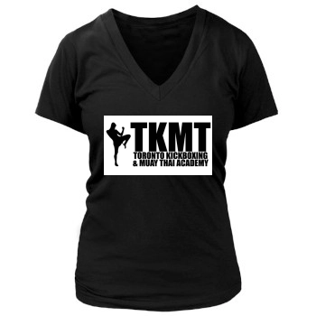 Kickboxing Women's Deep V-Neck TShirt