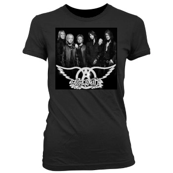 Aerosmith Women's Junior Cut Crewneck T-Shirt