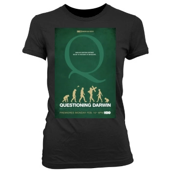 Questioning Darwin (2014) Women's Junior Cut Crewneck T-Shirt