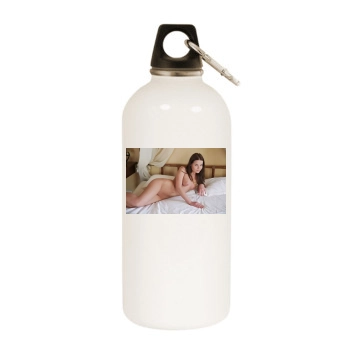 Linda White Water Bottle With Carabiner