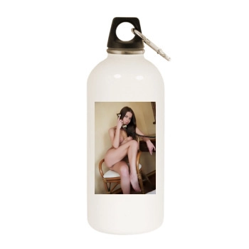 Linda White Water Bottle With Carabiner