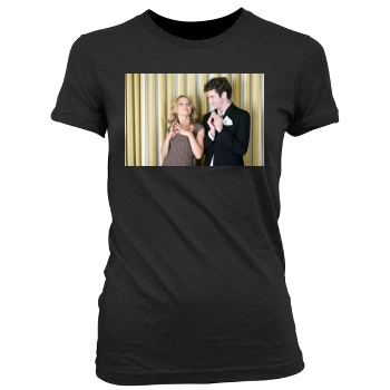 Becki Newton and Michael Urie Women's Junior Cut Crewneck T-Shirt