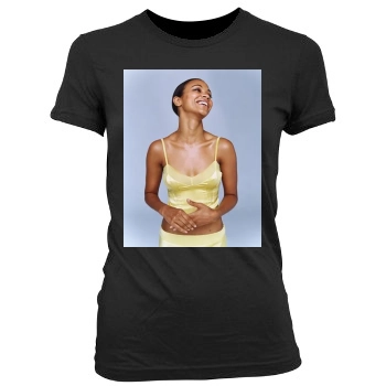Zoe Saldana Women's Junior Cut Crewneck T-Shirt