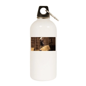 Paige White Water Bottle With Carabiner