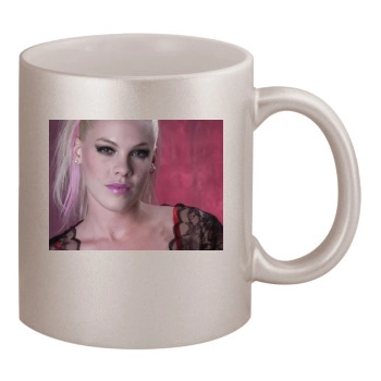 Pink 11oz Metallic Silver Mug