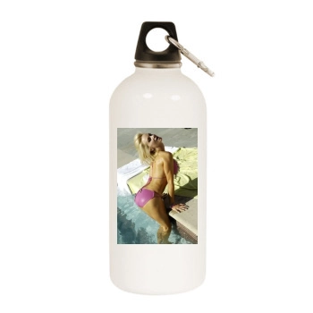 Barbara Moore White Water Bottle With Carabiner