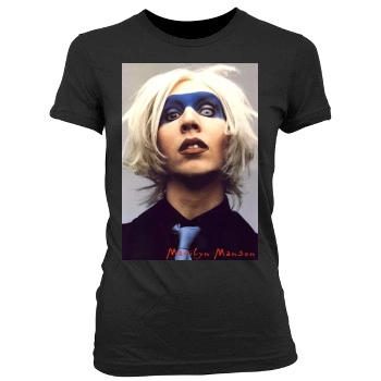 Marilyn Manson Women's Junior Cut Crewneck T-Shirt