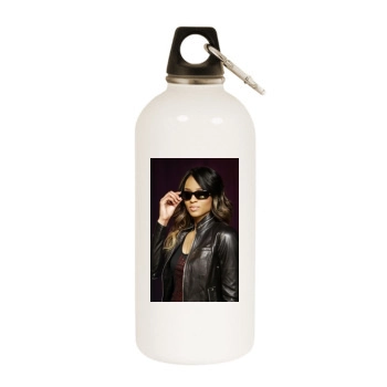 Ciara White Water Bottle With Carabiner