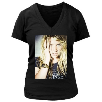 Kesha Women's Deep V-Neck TShirt