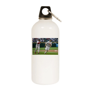 Baseball White Water Bottle With Carabiner
