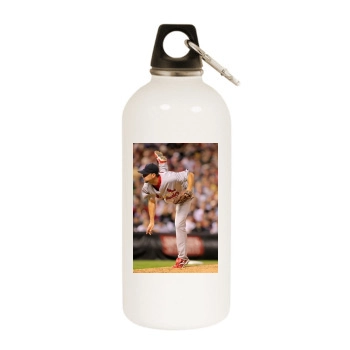 Baseball White Water Bottle With Carabiner