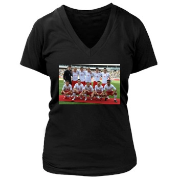 Poland National football team Women's Deep V-Neck TShirt
