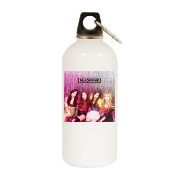 BlackPink White Water Bottle With Carabiner