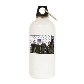 Disturbed White Water Bottle With Carabiner